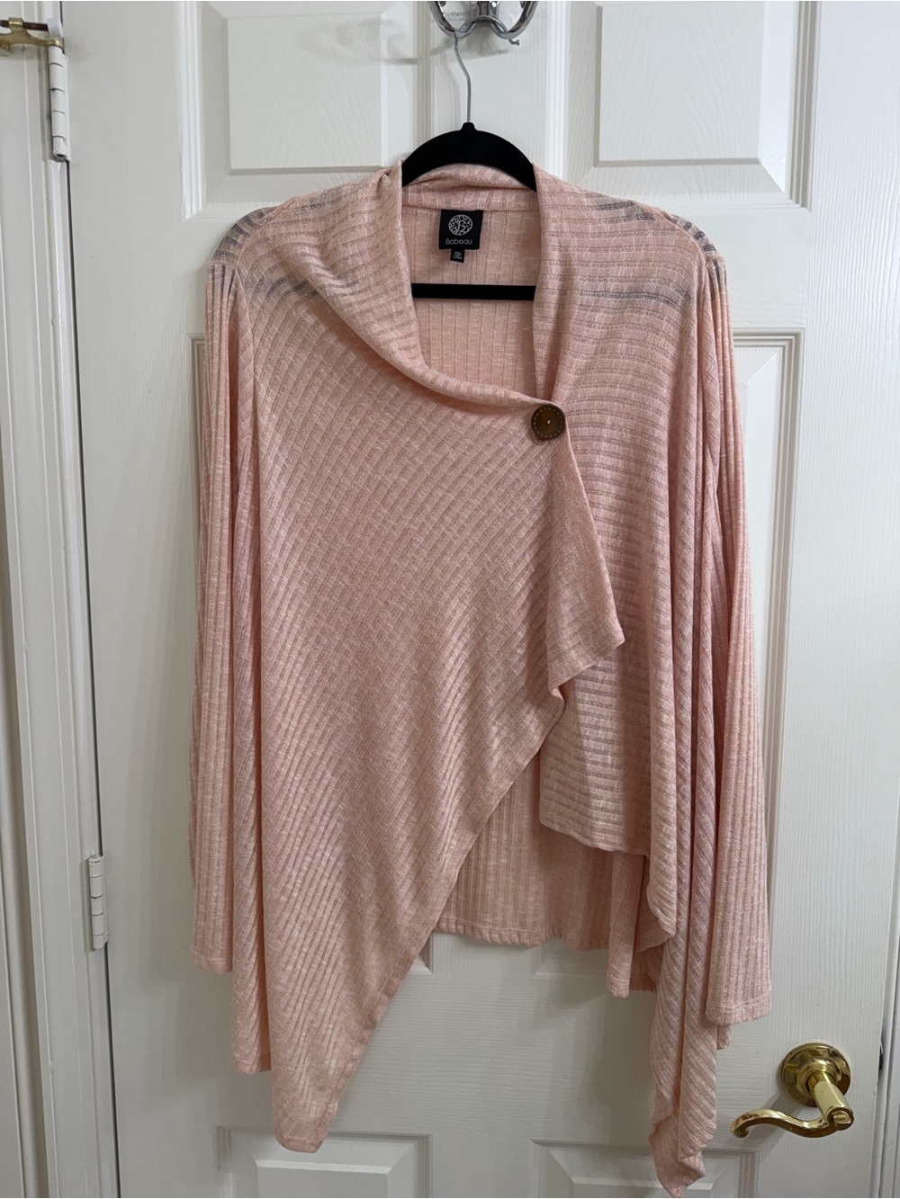 Bobeau Blush Pink Asymmetrical Draped Button Cardigan NWOT Size XL - Picture 1 of 4